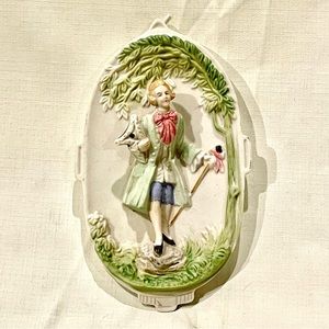 Vintage Chase Occupied Japan 3D Bisque Plaque 18th Century Gentleman in Relief